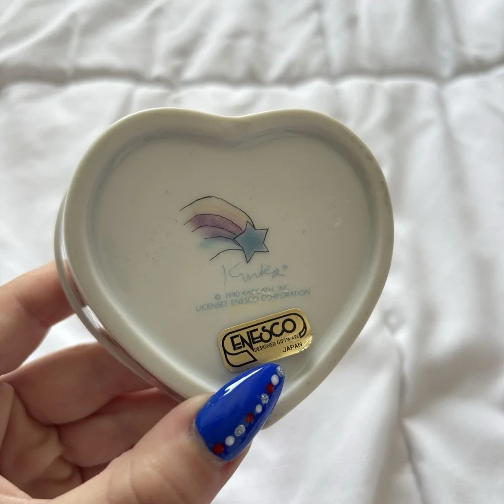 Vintage Enesco Heart Shaped Trinket Box Floral 1990 Y2K Dainty Feminine Romantic